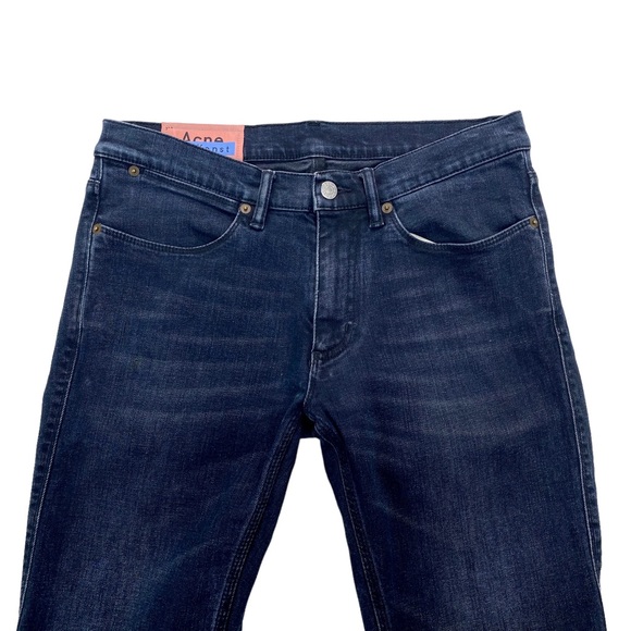 Acne Studious Bla Konst Floragatan 13 Slim Straight Fit Jeans Max Blue Black - Picture 3 of 9